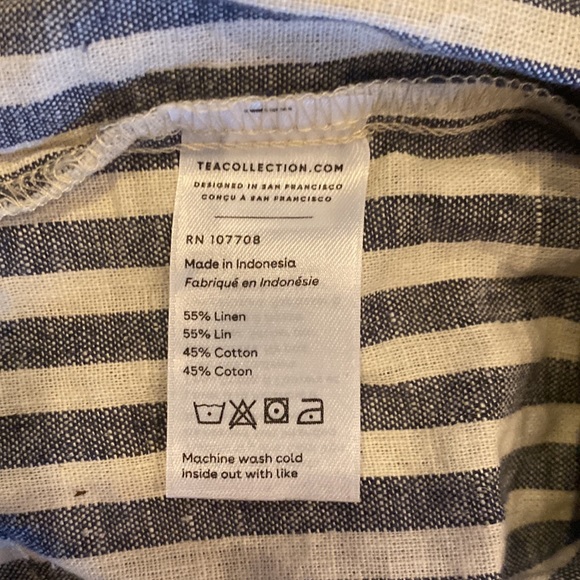 Tea Collection cotton linen striped culotte romper, size 10 - Picture 8 of 8